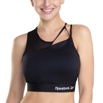 Reebok BH Alura Cut Out Crop Top Svart polyester Large Dam Reebok BH Alura Cut Out Crop Top Svart polyester Large Dam