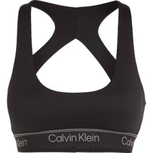 Calvin Klein BH Sport Ribbed Medium Impact Sport Bra Svart polyester Large Dam