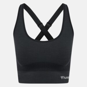 Hmlclea Seamless Sports Top, Black Melange, M, Löparkläder